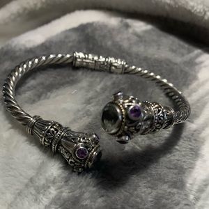 AE 925 Vintage Amethyst Gemstone Cuff Bracelet